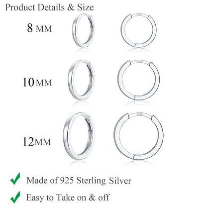 3-Pair 925 Silver Post Earrings Set