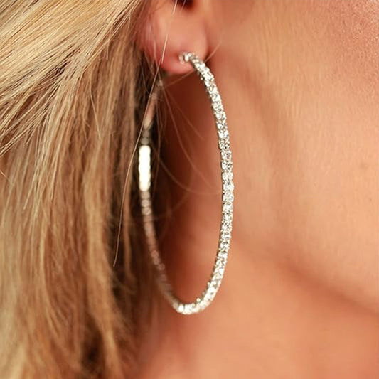 5-Pair Crystal Hoop Earrings Set