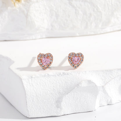 3-Pair Pink Gemstone Stud Earrings Set