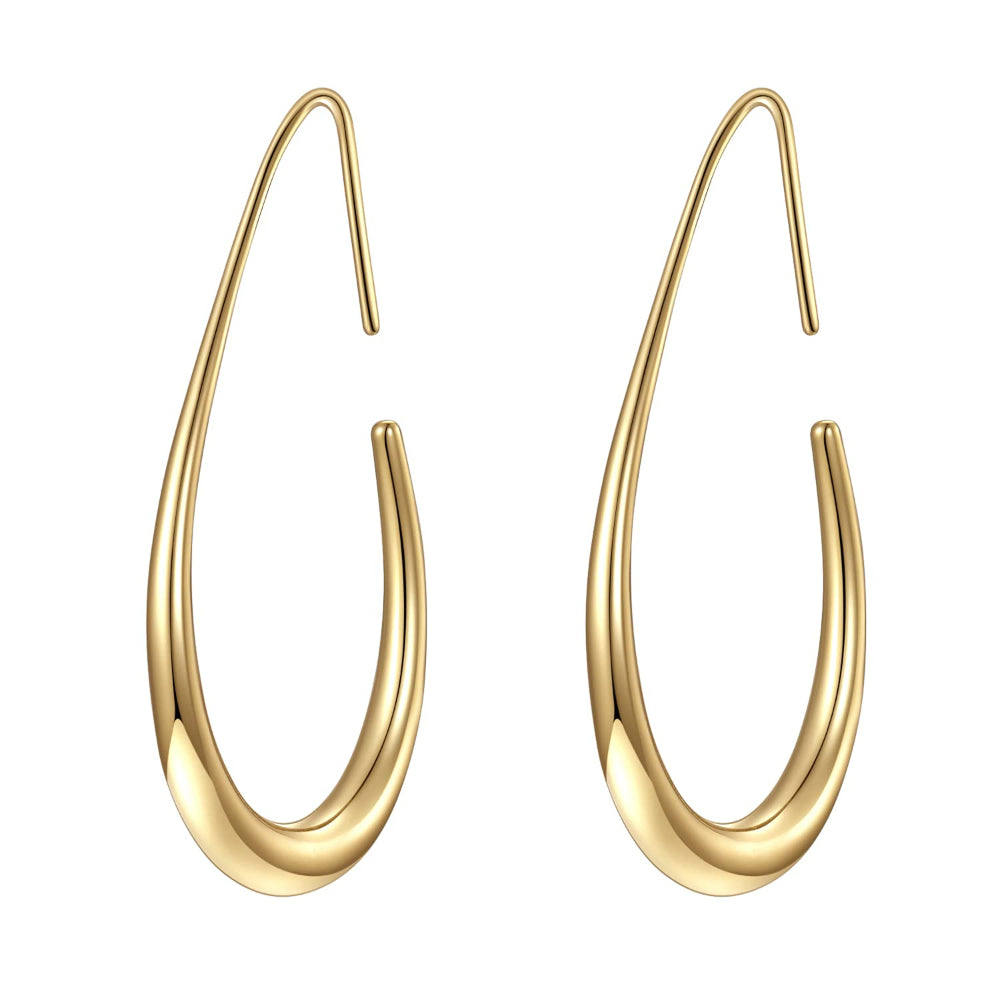 Gold Oval Hook Earrings