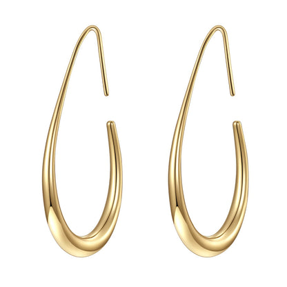 Gold Oval Hook Earrings