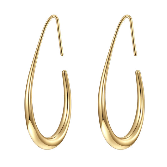 Gold Oval Hook Earrings