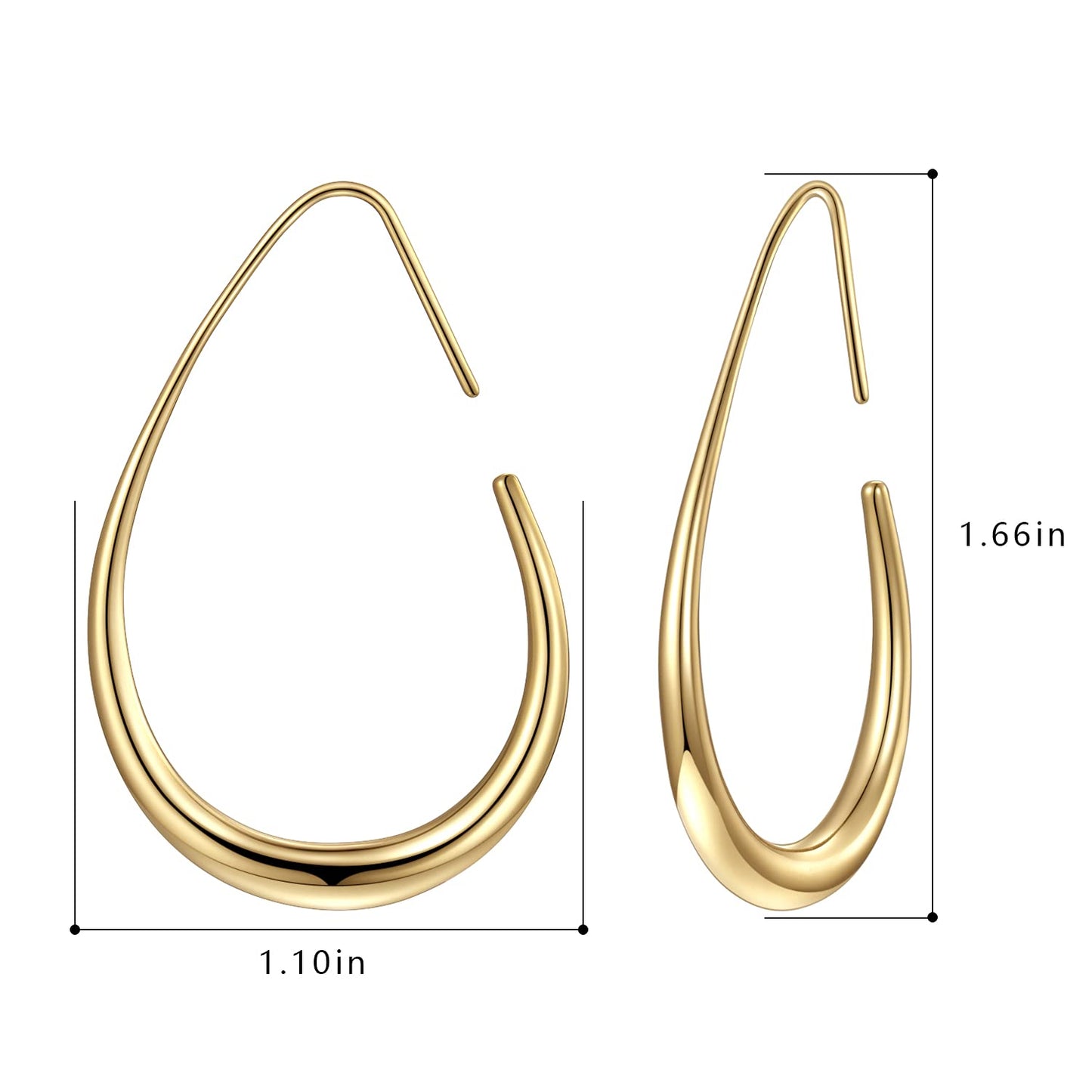 Gold Oval Hook Earrings