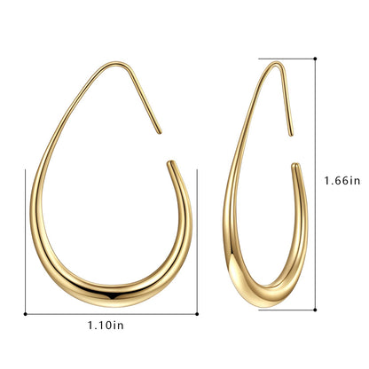 Gold Oval Hook Earrings