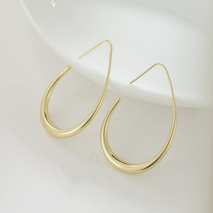 Gold Oval Hook Earrings