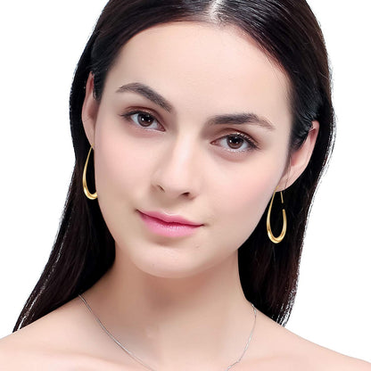 Gold Oval Hook Earrings