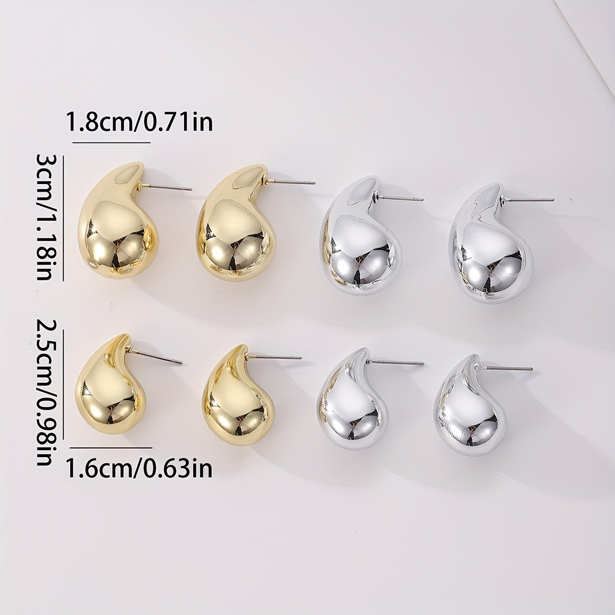 4-Pair Teardrop Crescent Earrings Set