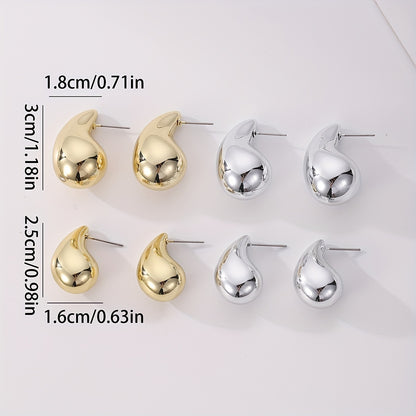 4-Pair Teardrop Crescent Earrings Set