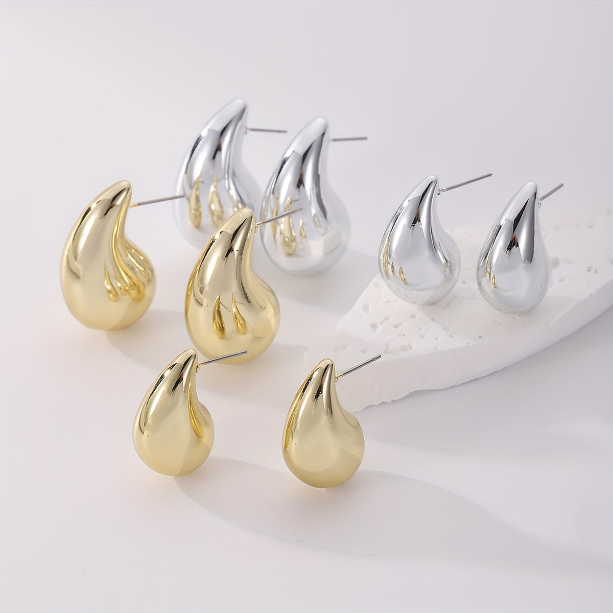 4-Pair Teardrop Crescent Earrings Set