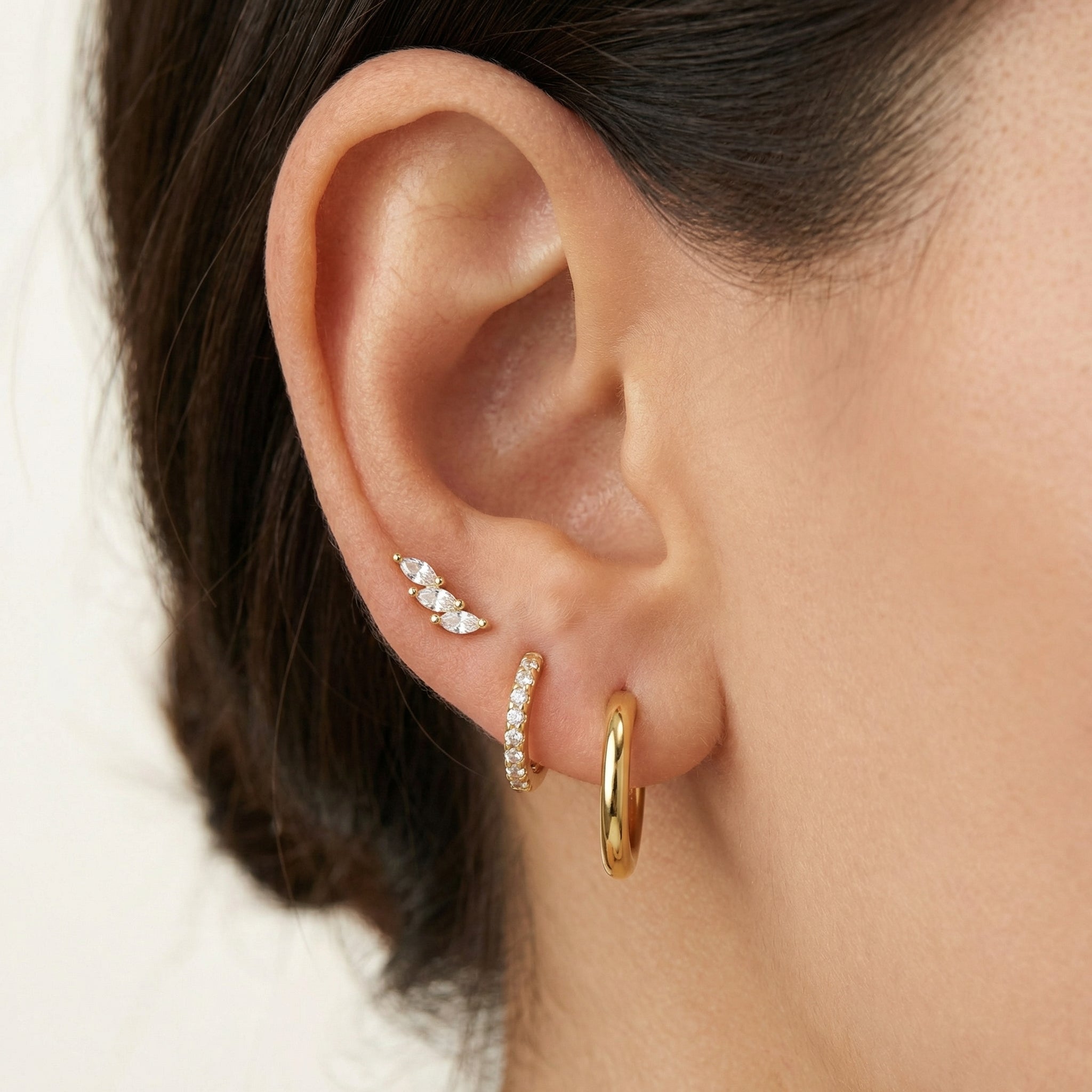 Gold Layered Stackable Stud Earrings