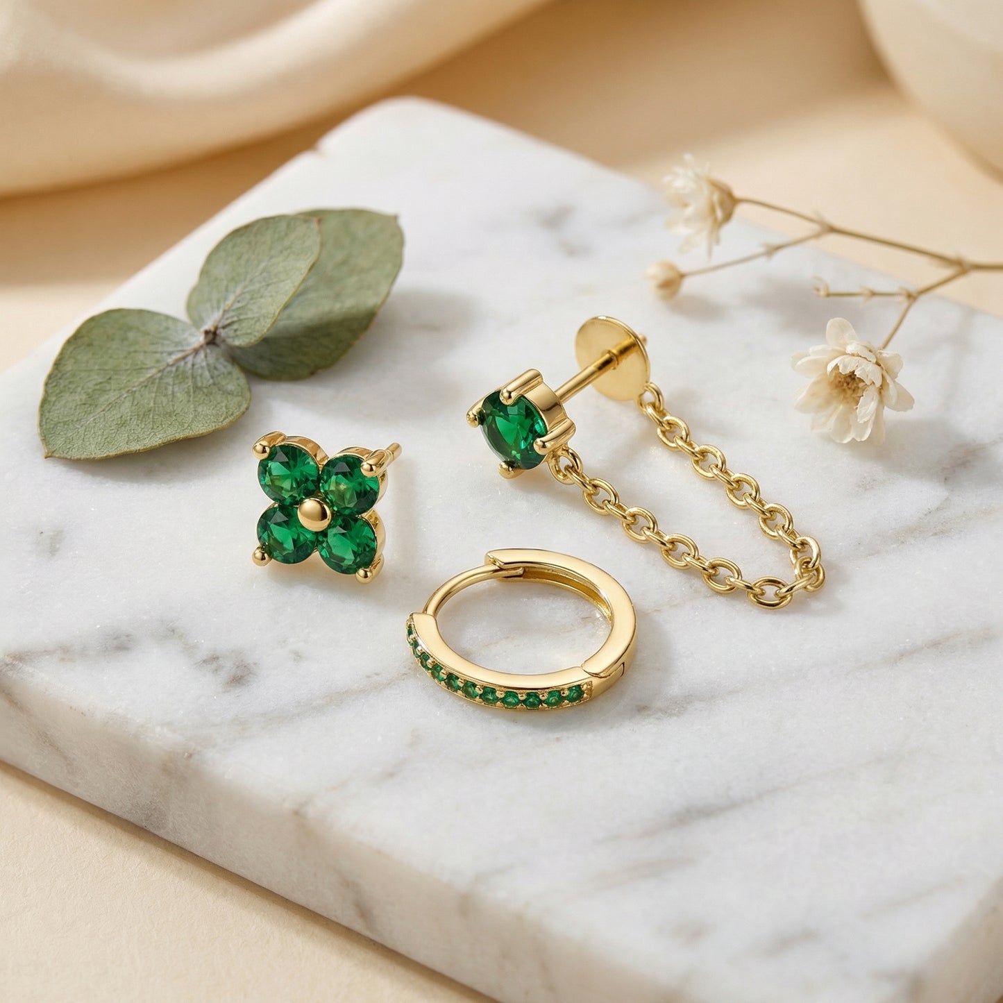 Gold Layered Stackable Stud Earrings