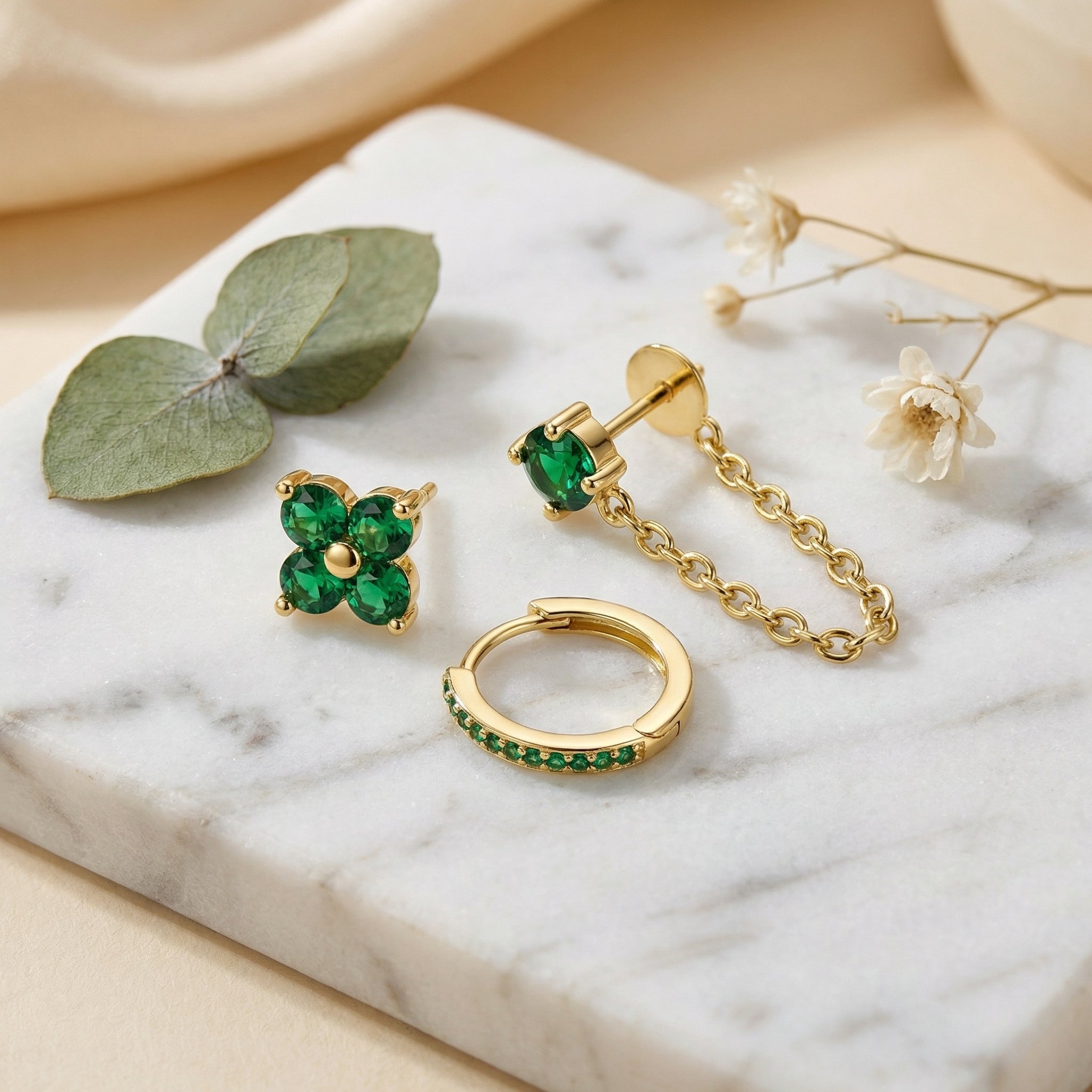 Gold Layered Stackable Stud Earrings