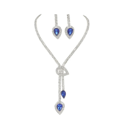 2-Piece Sapphire Pendant Jewelry Set