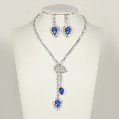 2-Piece Sapphire Pendant Jewelry Set