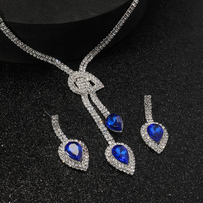 2-Piece Sapphire Pendant Jewelry Set