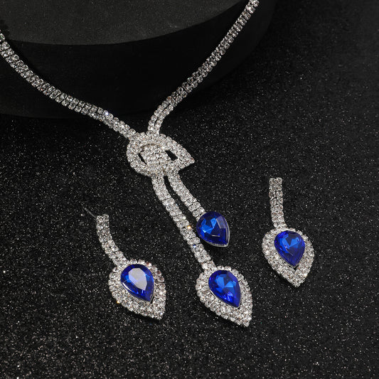 2-Piece Sapphire Pendant Jewelry Set