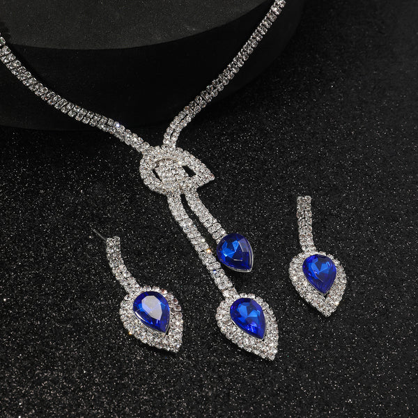 2-Piece Sapphire Pendant Jewelry Set