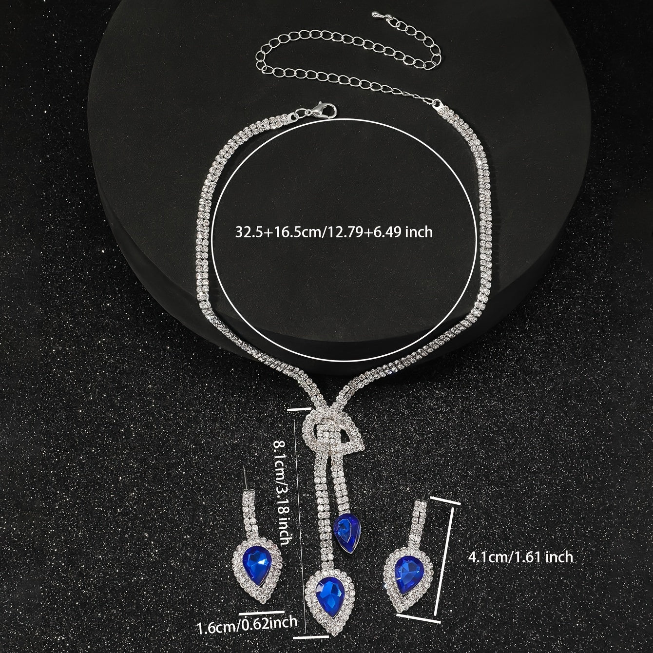 2-Piece Sapphire Pendant Jewelry Set