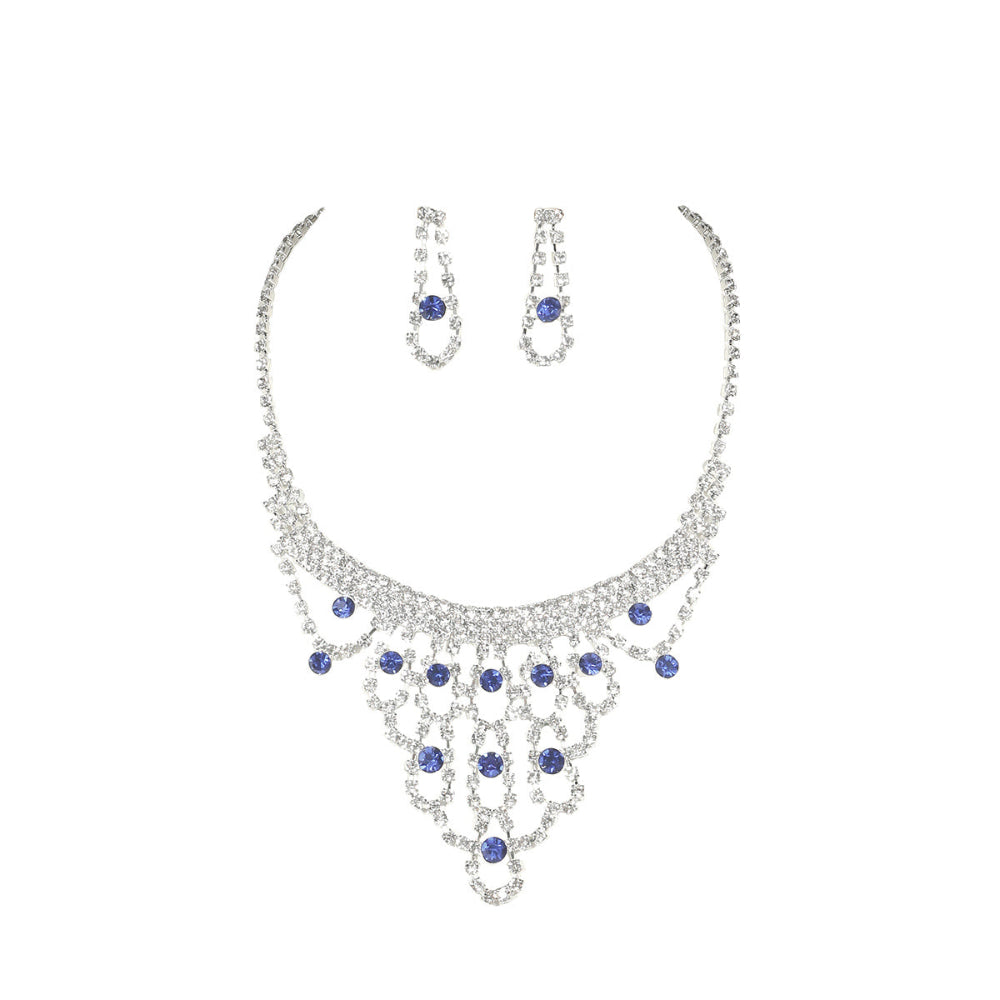2-Piece Blue White Gemstone Jewelry Set