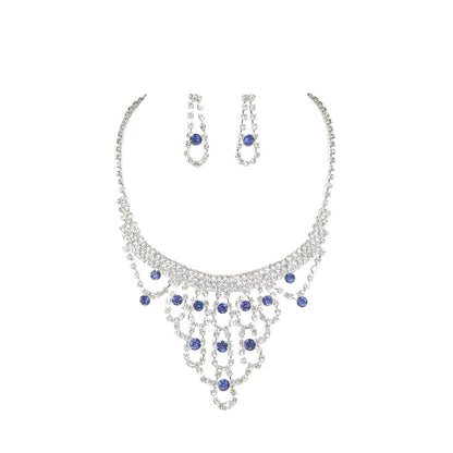 2-Piece Blue White Gemstone Jewelry Set