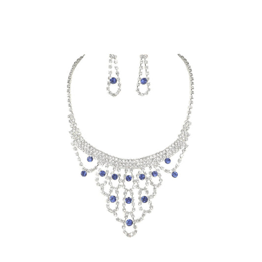 2-Piece Blue White Gemstone Jewelry Set