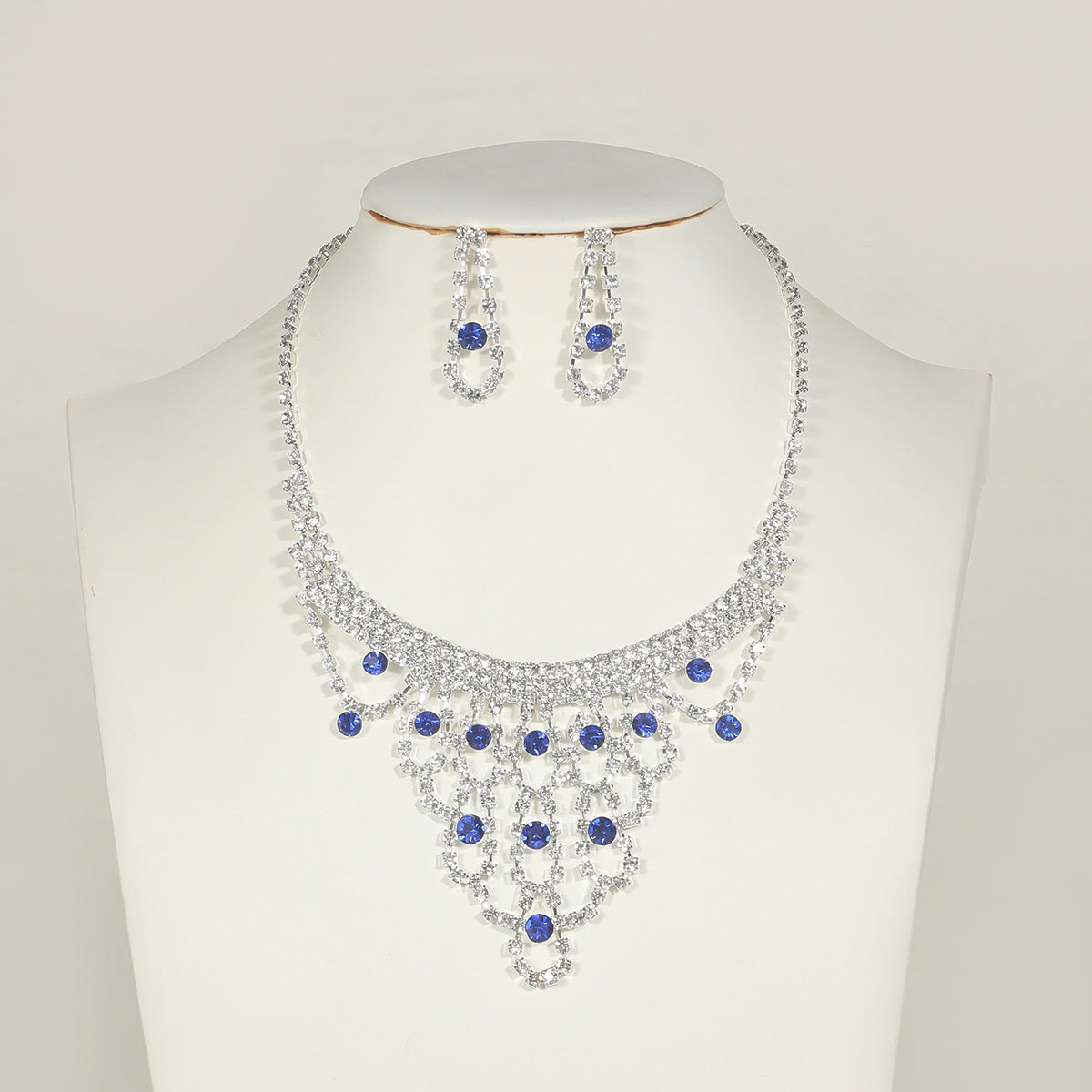2-Piece Blue White Gemstone Jewelry Set