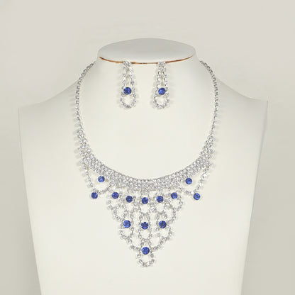 2-Piece Blue White Gemstone Jewelry Set