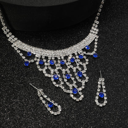 2-Piece Blue White Gemstone Jewelry Set