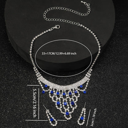 2-Piece Blue White Gemstone Jewelry Set