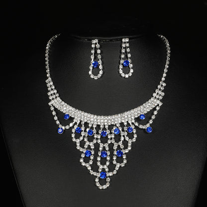 2-Piece Blue White Gemstone Jewelry Set