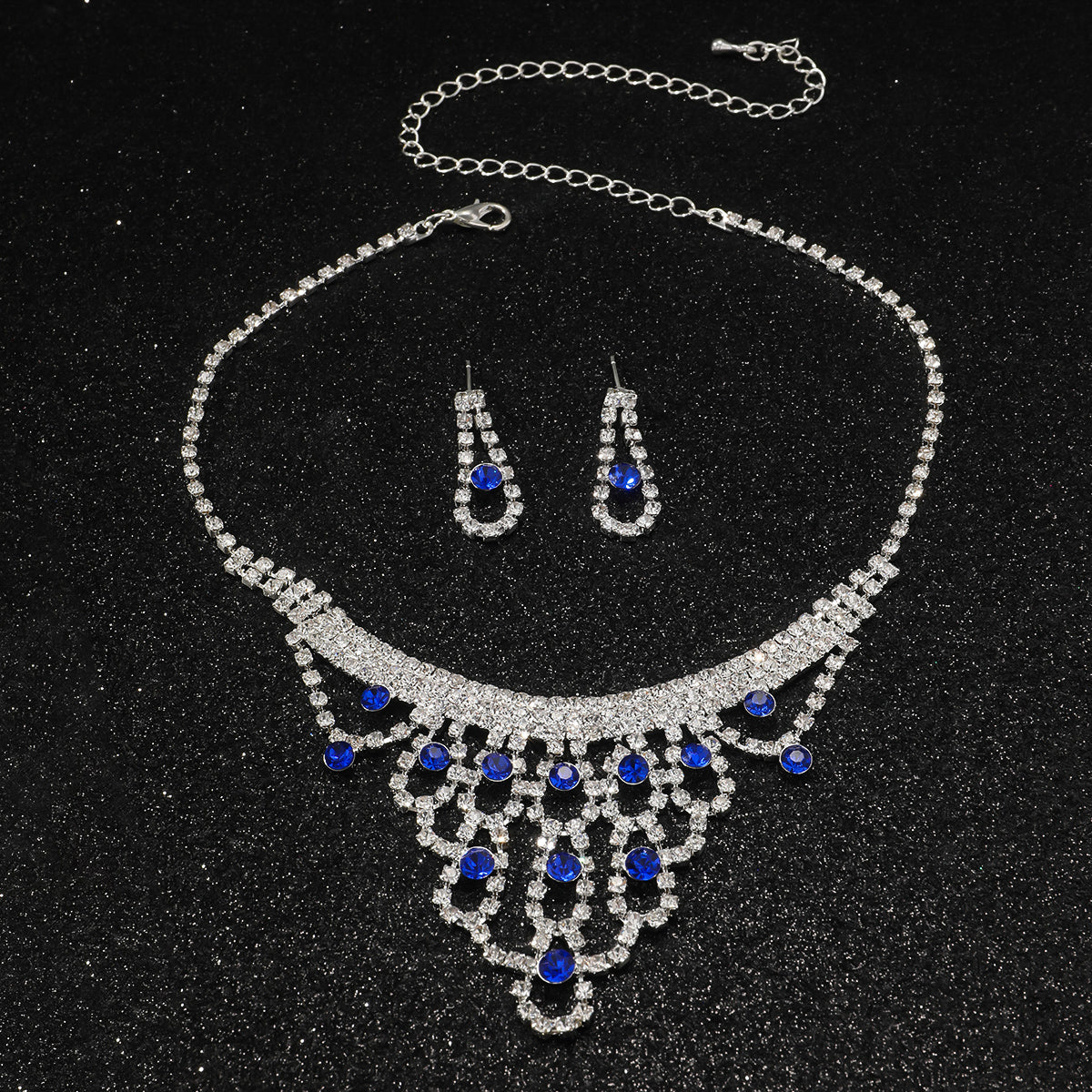 2-Piece Blue White Gemstone Jewelry Set