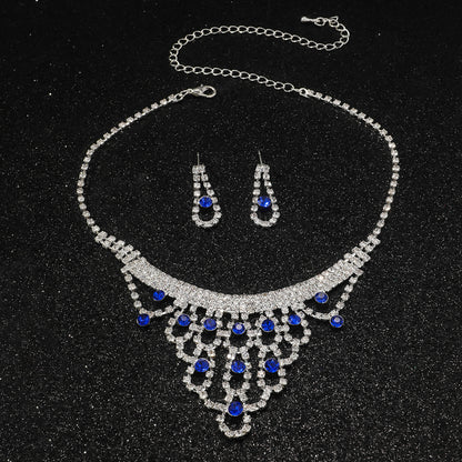 2-Piece Blue White Gemstone Jewelry Set