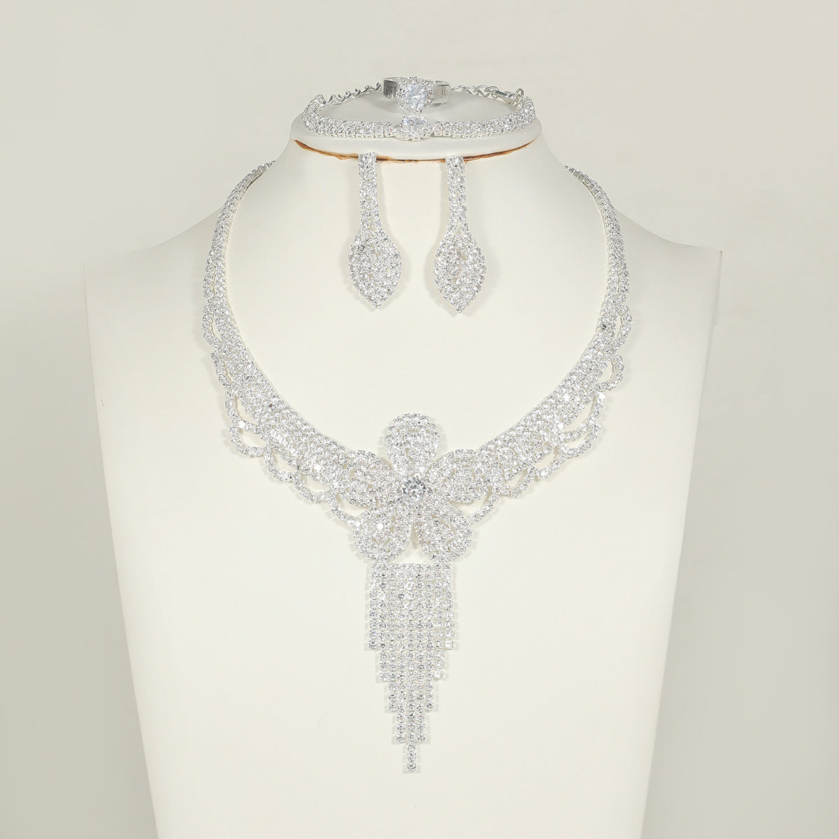 4-Piece Flower Gemstone Jewelry Set