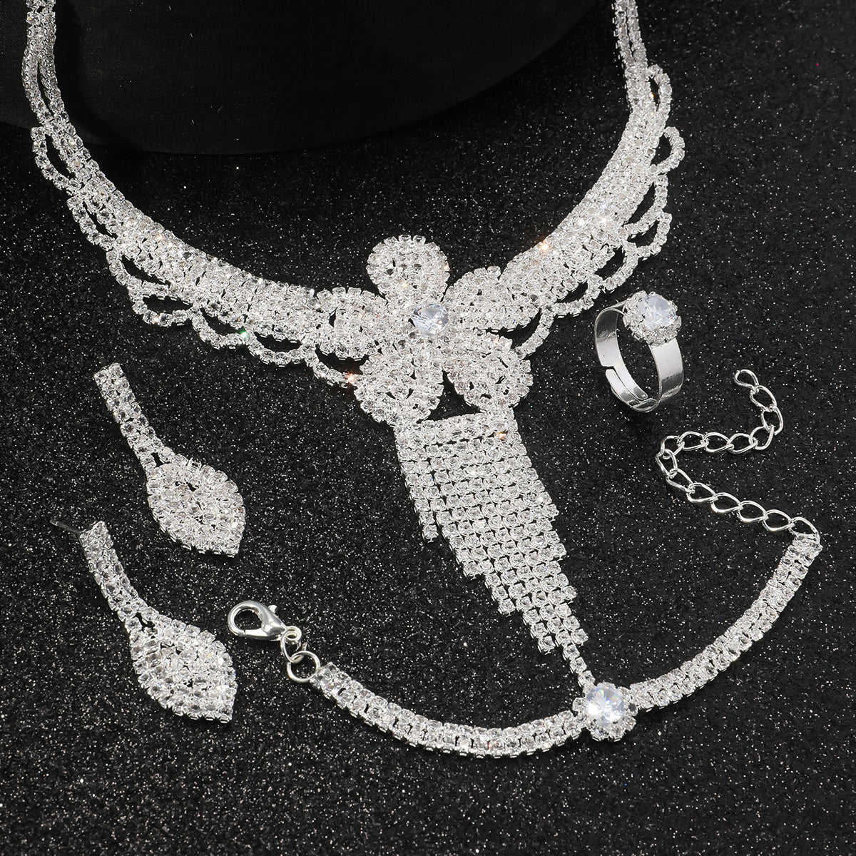 4-Piece Flower Gemstone Jewelry Set