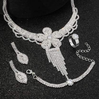 4-Piece Flower Gemstone Jewelry Set