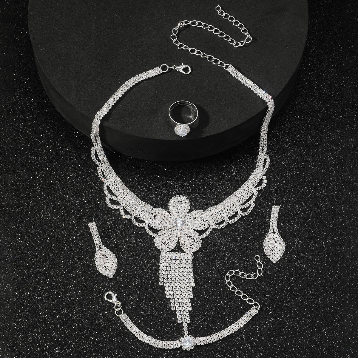 4-Piece Flower Gemstone Jewelry Set