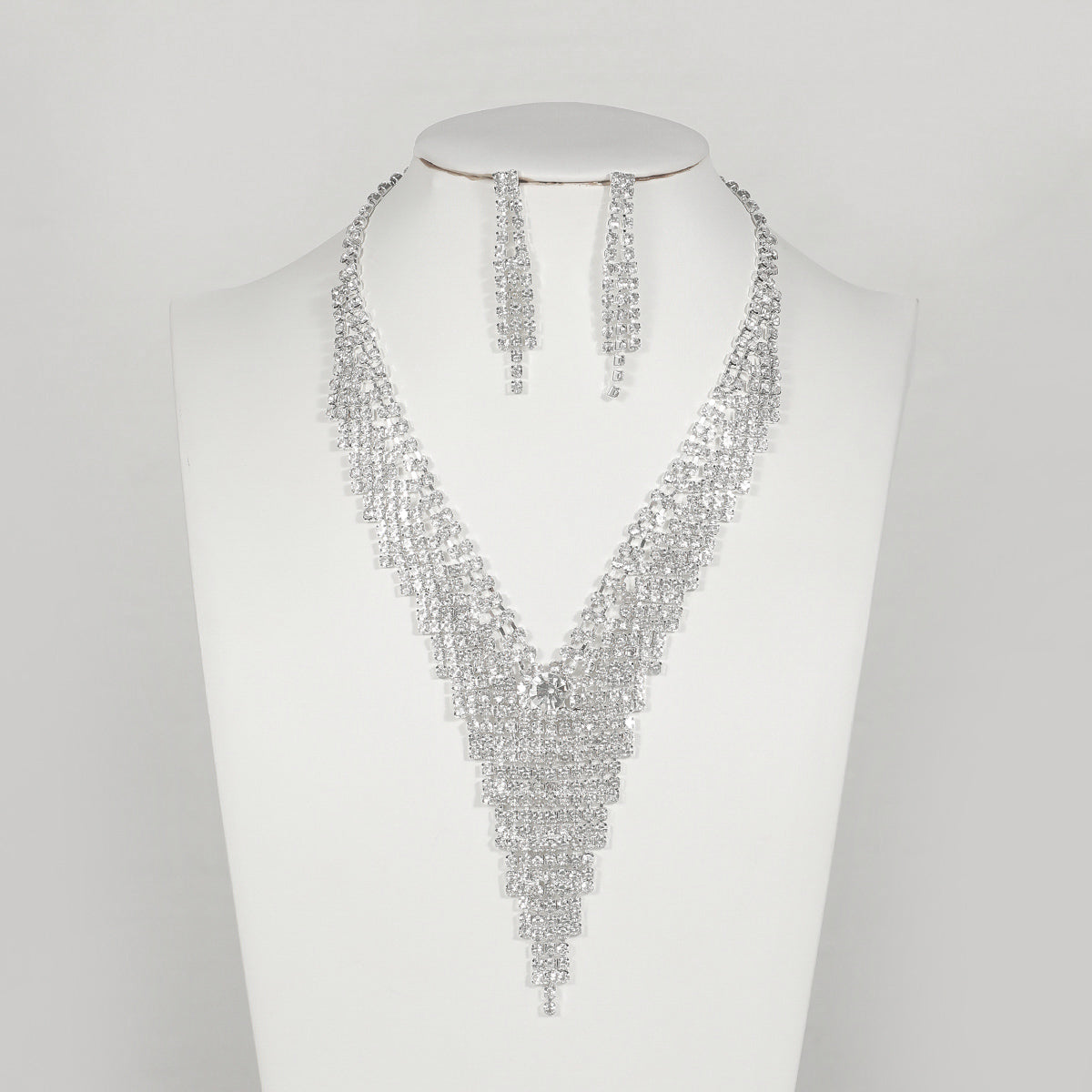 2-Piece Silver Gemstone Tassel Jewelry Set