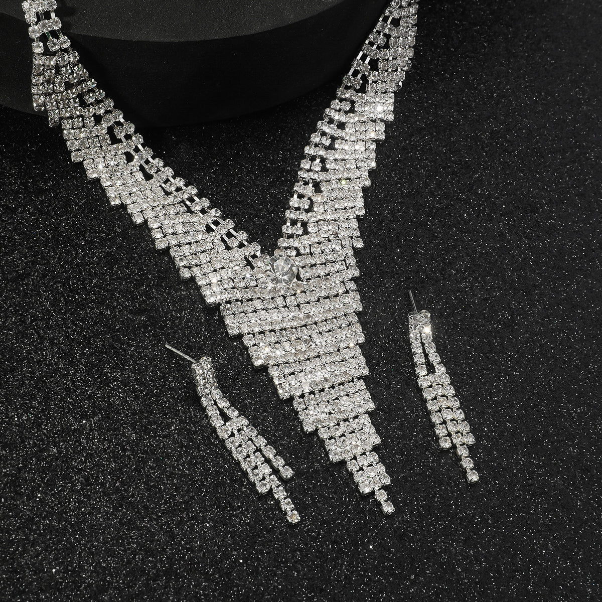 2-Piece Silver Gemstone Tassel Jewelry Set