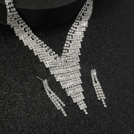 2-Piece Silver Gemstone Tassel Jewelry Set