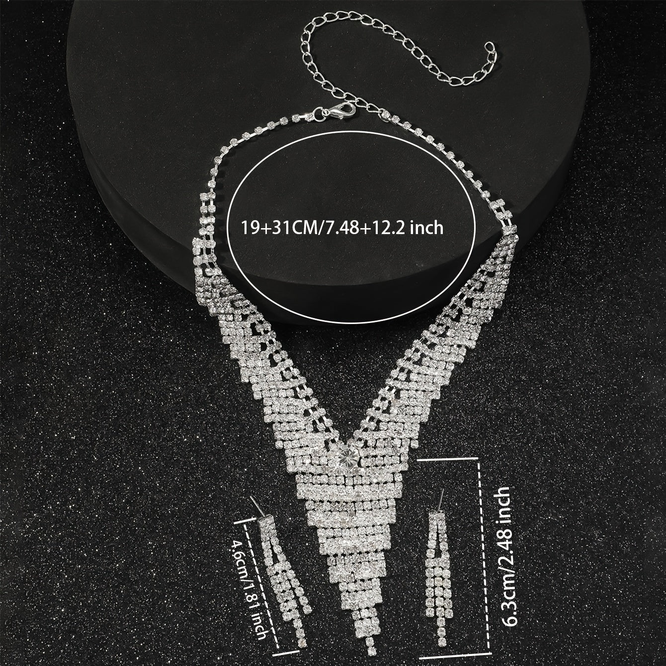 2-Piece Silver Gemstone Tassel Jewelry Set
