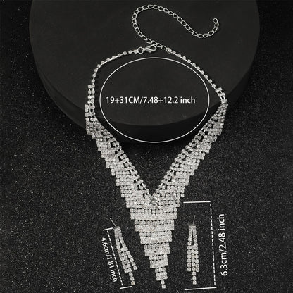 2-Piece Silver Gemstone Tassel Jewelry Set