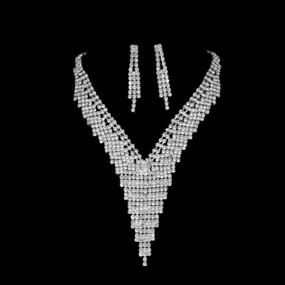 2-Piece Silver Gemstone Tassel Jewelry Set