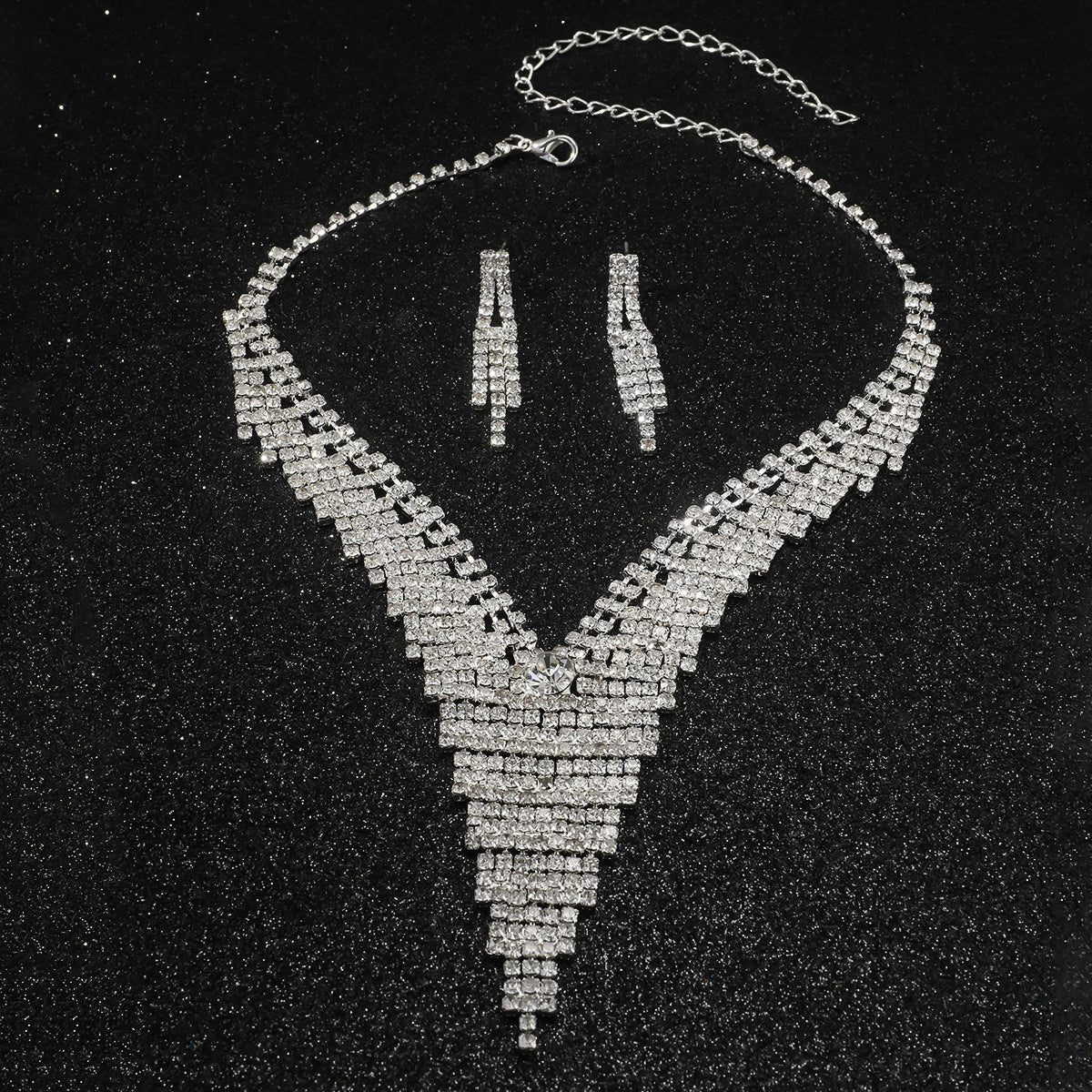 2-Piece Silver Gemstone Tassel Jewelry Set