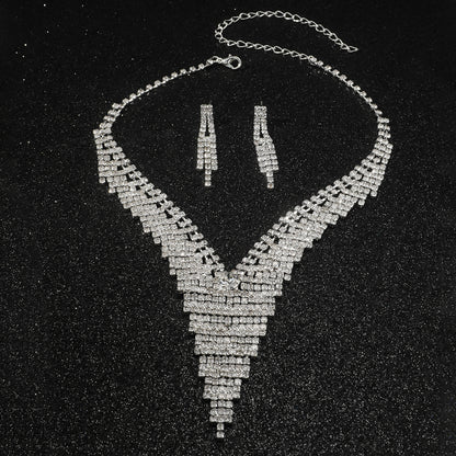2-Piece Silver Gemstone Tassel Jewelry Set