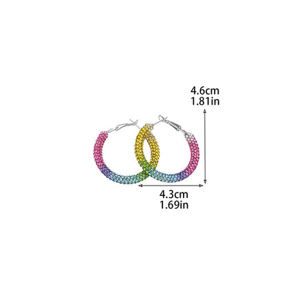 外贸热销 欧美夸张镶钻双排大圈街舞hiphop耳环耳圈 新娘耳饰批发