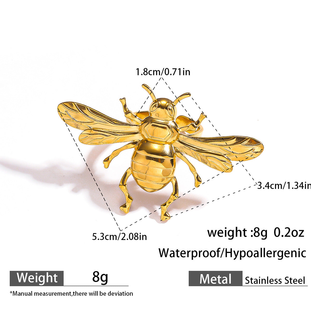 麦芽不锈钢不掉色花朵戒指女立体感开口设计指环夸张欧美跨境手饰