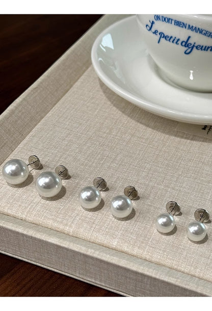 White Pearl Stud Earrings