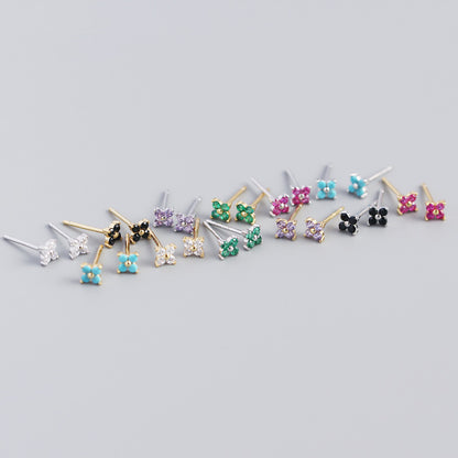 S925 Four-Leaf Flower Stud Earrings