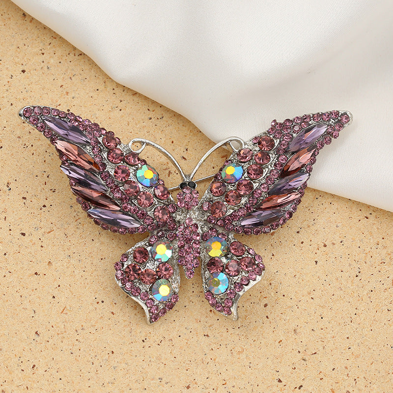 Alloy Butterfly Crystal Brooch
