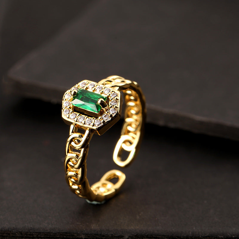 Green CZ Vintage Ring